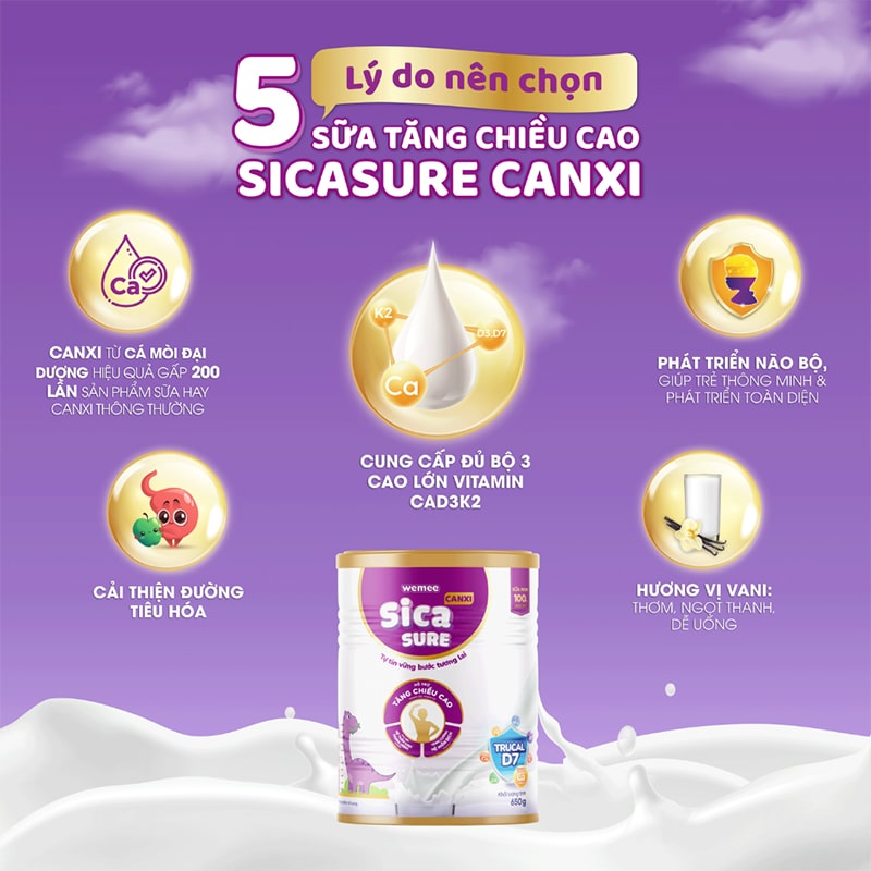 Sicasure calcium milk - 5 lí do nên chọn sữa sica sure canxi