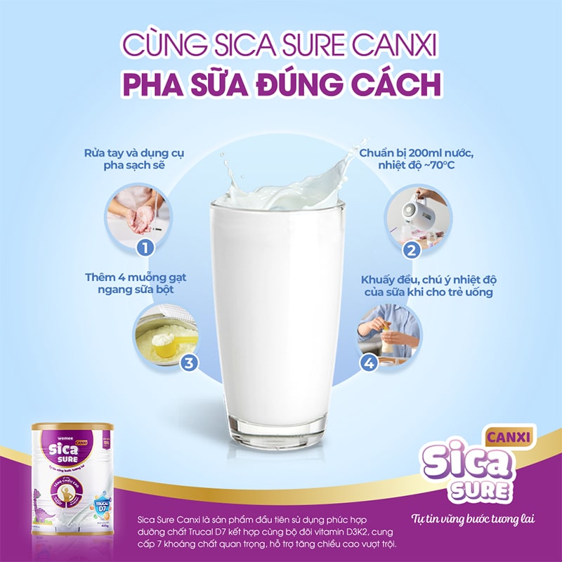 Cách pha sữa Sica Sure Canxi