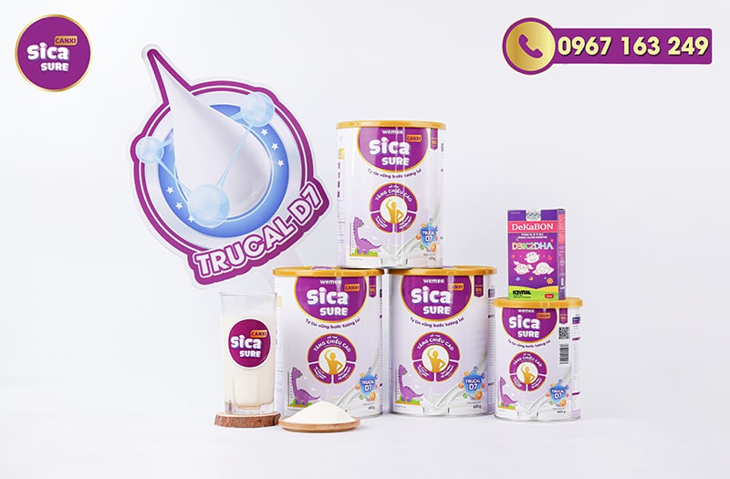 Thành phần sữa tăng chiều cao cho trẻ từ 3 tuổi trở lên trong Sica Sure Canxi 